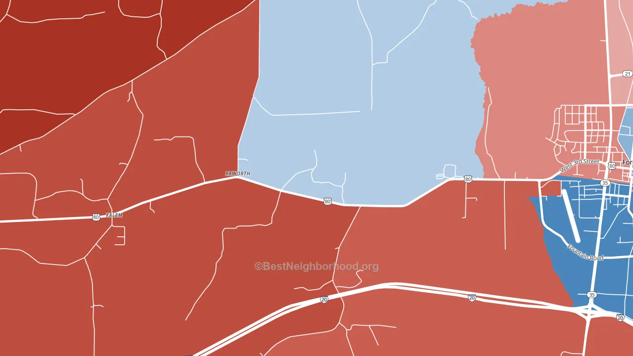 Raworth, MS block-group political-lean map