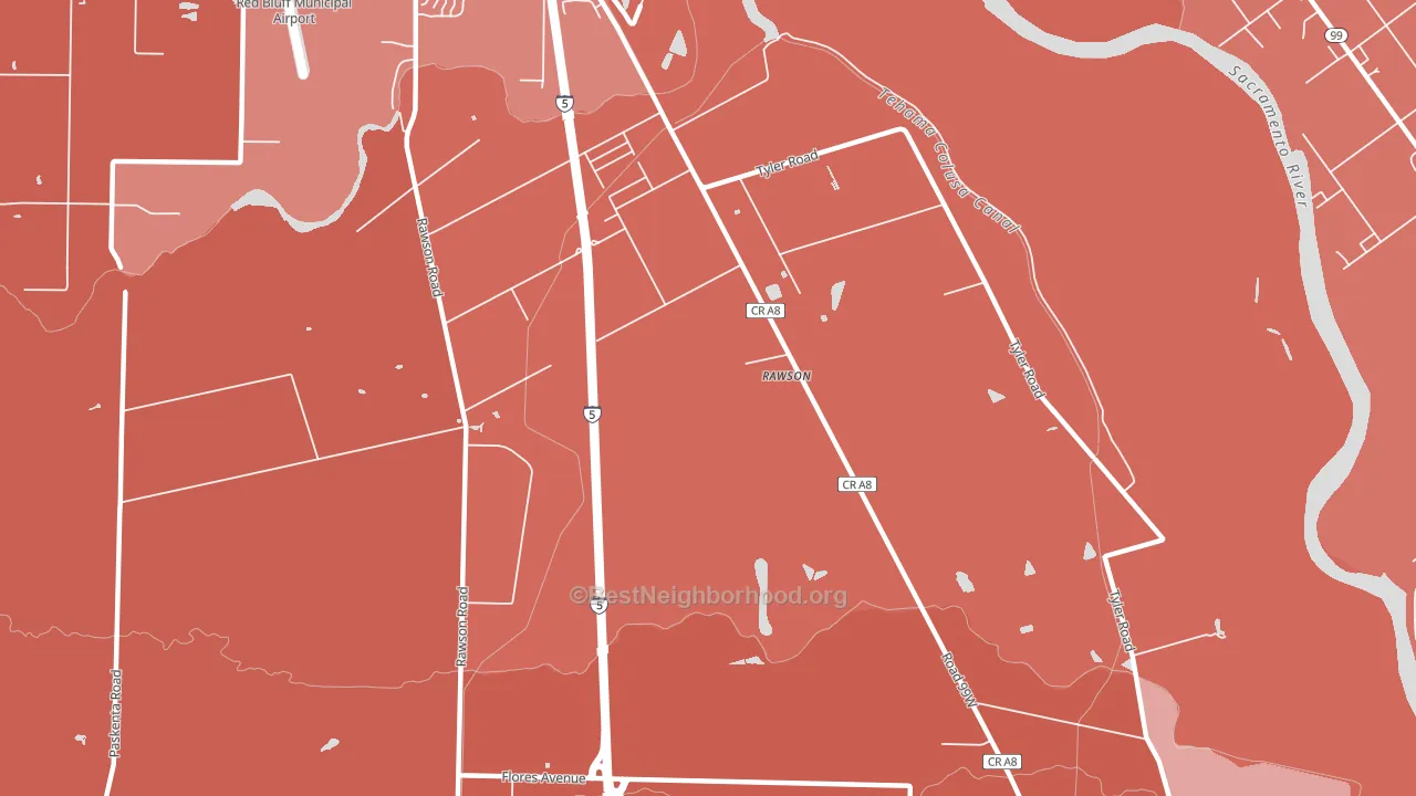 Rawson, CA block-group political-lean map