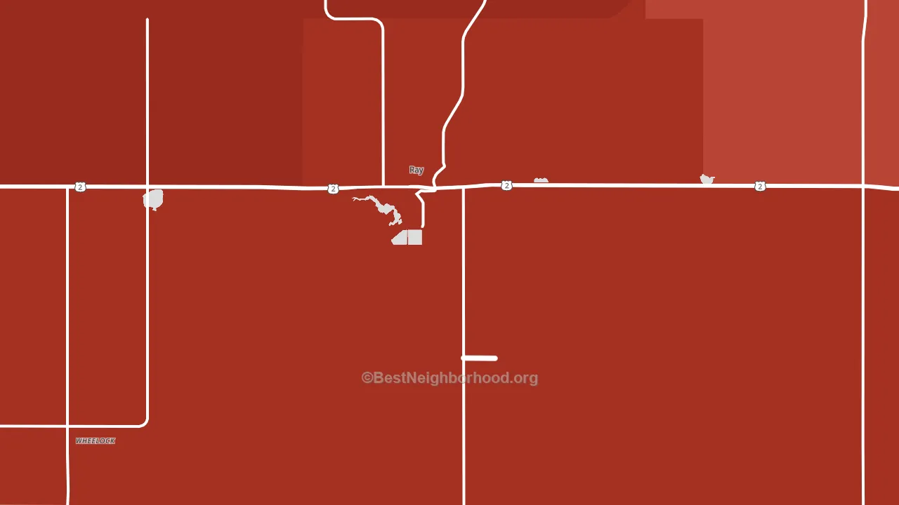Ray, ND block-group political-lean map