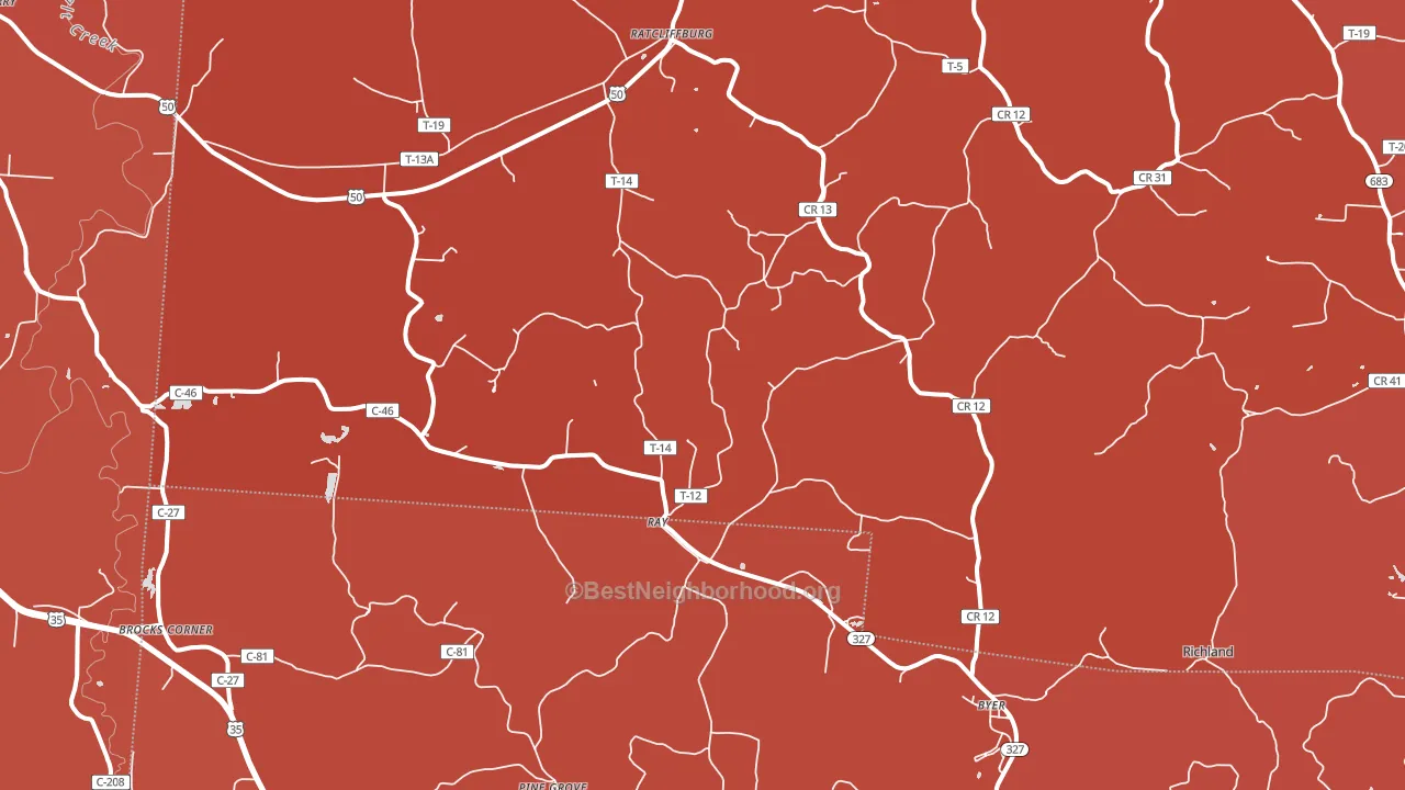 Ray, OH block-group political-lean map