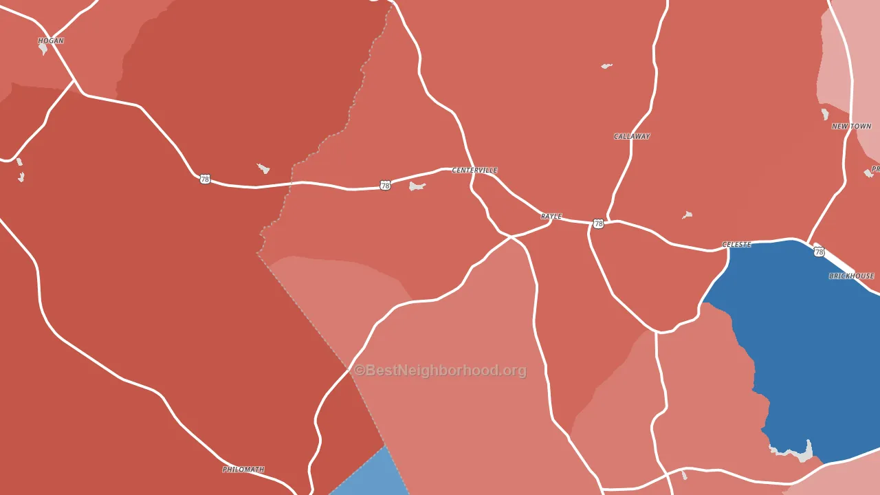 Rayle, GA block-group political-lean map