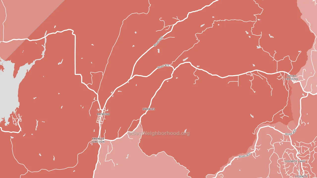 Raymond, CA block-group political-lean map