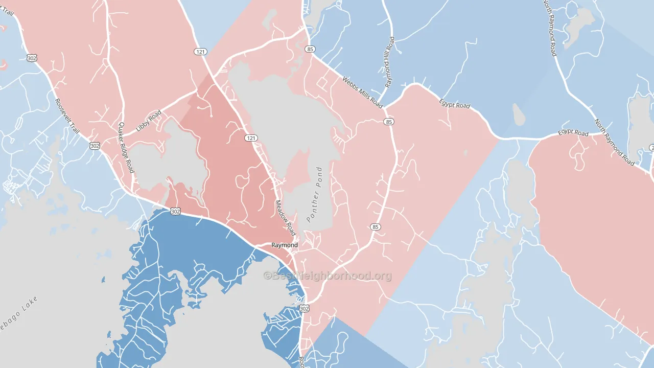 Raymond, ME block-group political-lean map