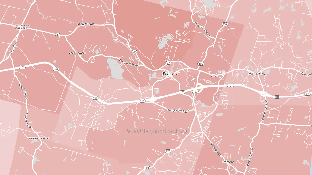 Raymond, NH block-group political-lean map