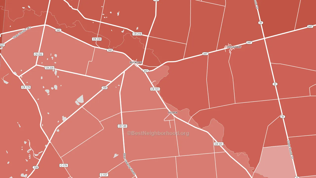 Raymond, OH block-group political-lean map