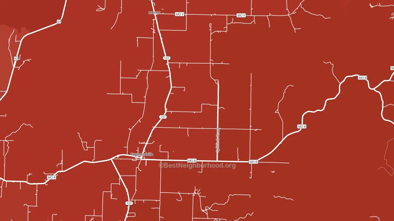 Raymondville, MO block-group political-lean map