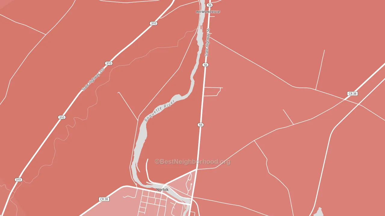 Raymondville, NY block-group political-lean map