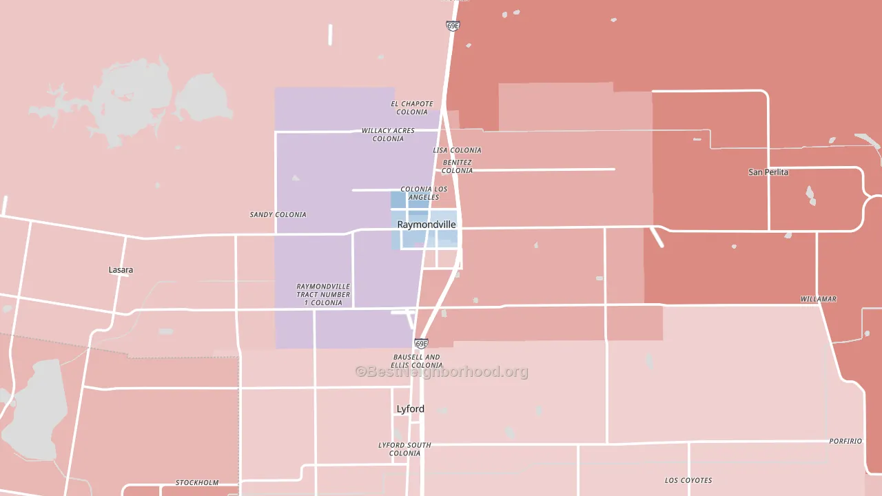 Raymondville, TX block-group political-lean map