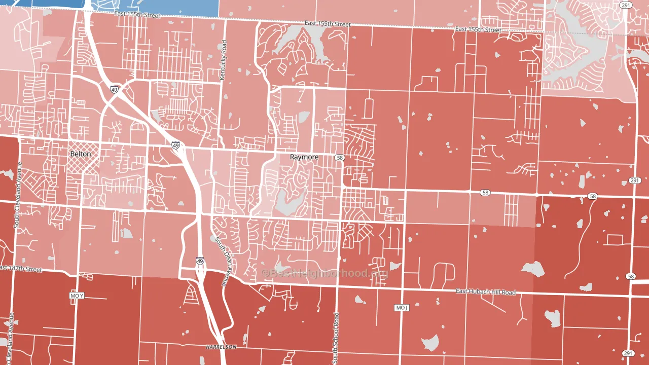 Raymore, MO block-group political-lean map