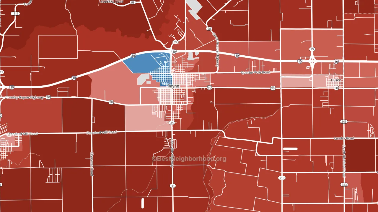 Rayne, LA block-group political-lean map