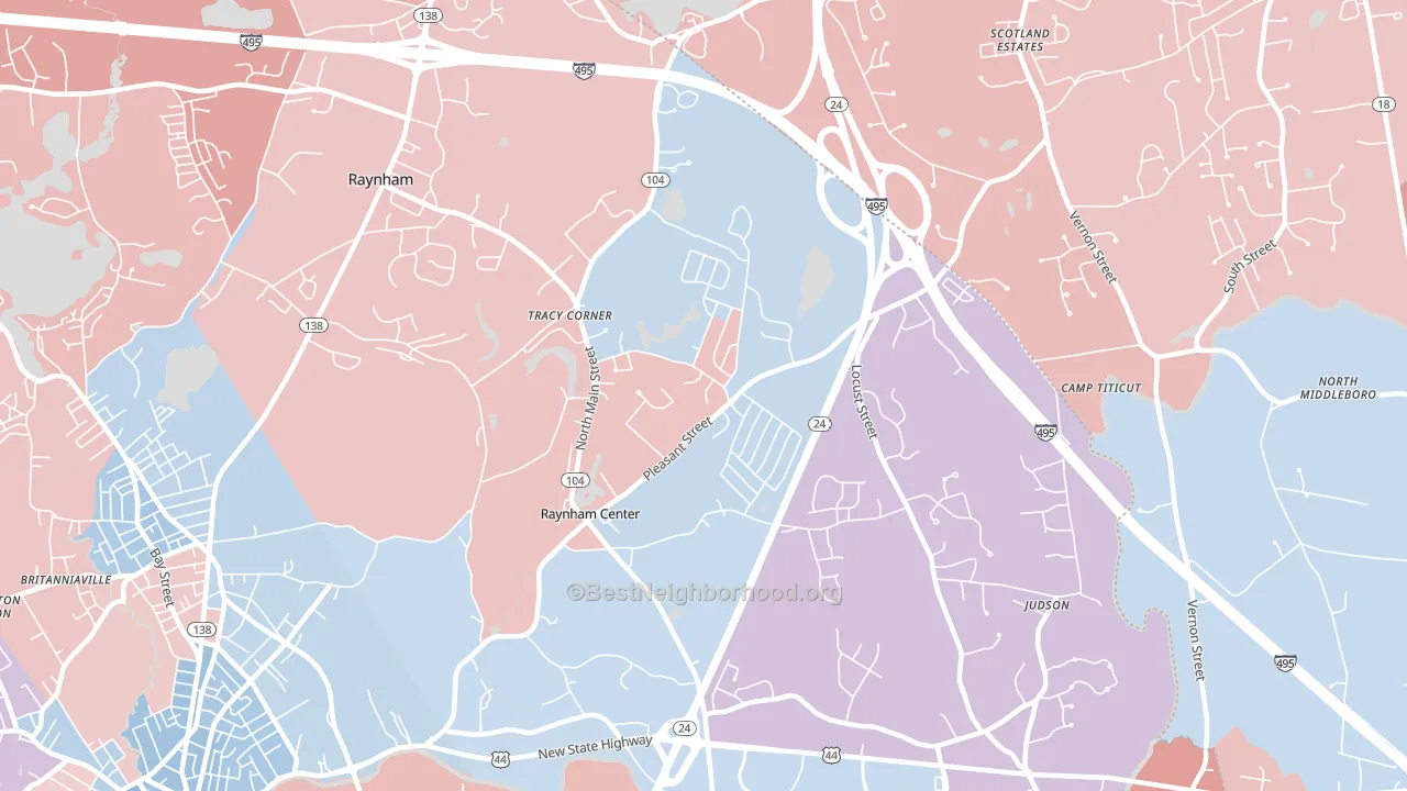 Raynham, MA block-group political-lean map