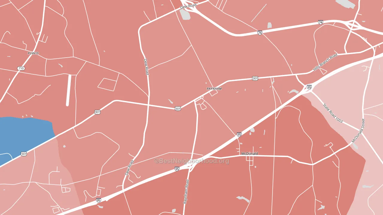 Raynham, NC block-group political-lean map