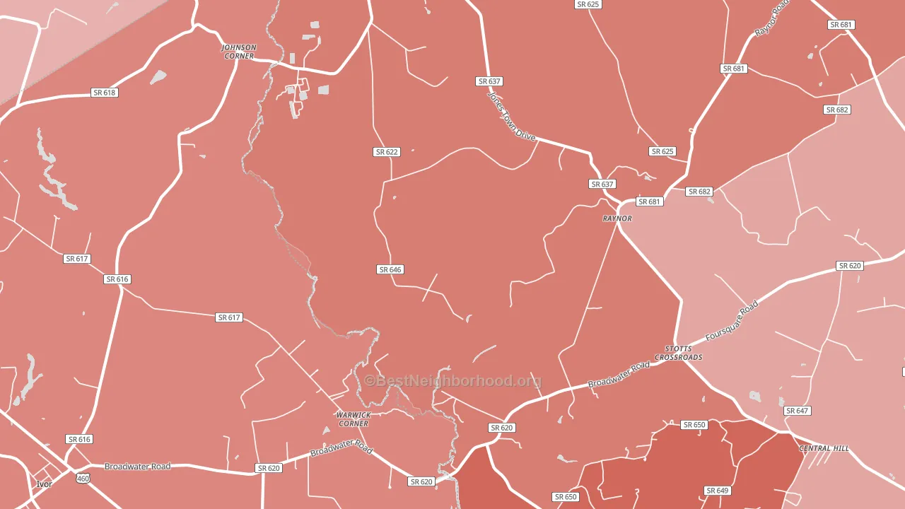 Raynor, VA block-group political-lean map