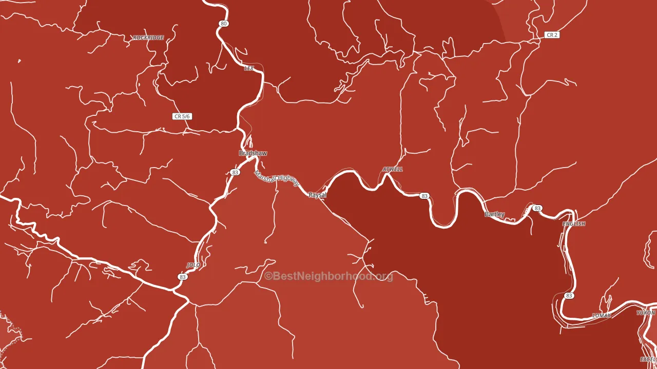 Raysal, WV block-group political-lean map