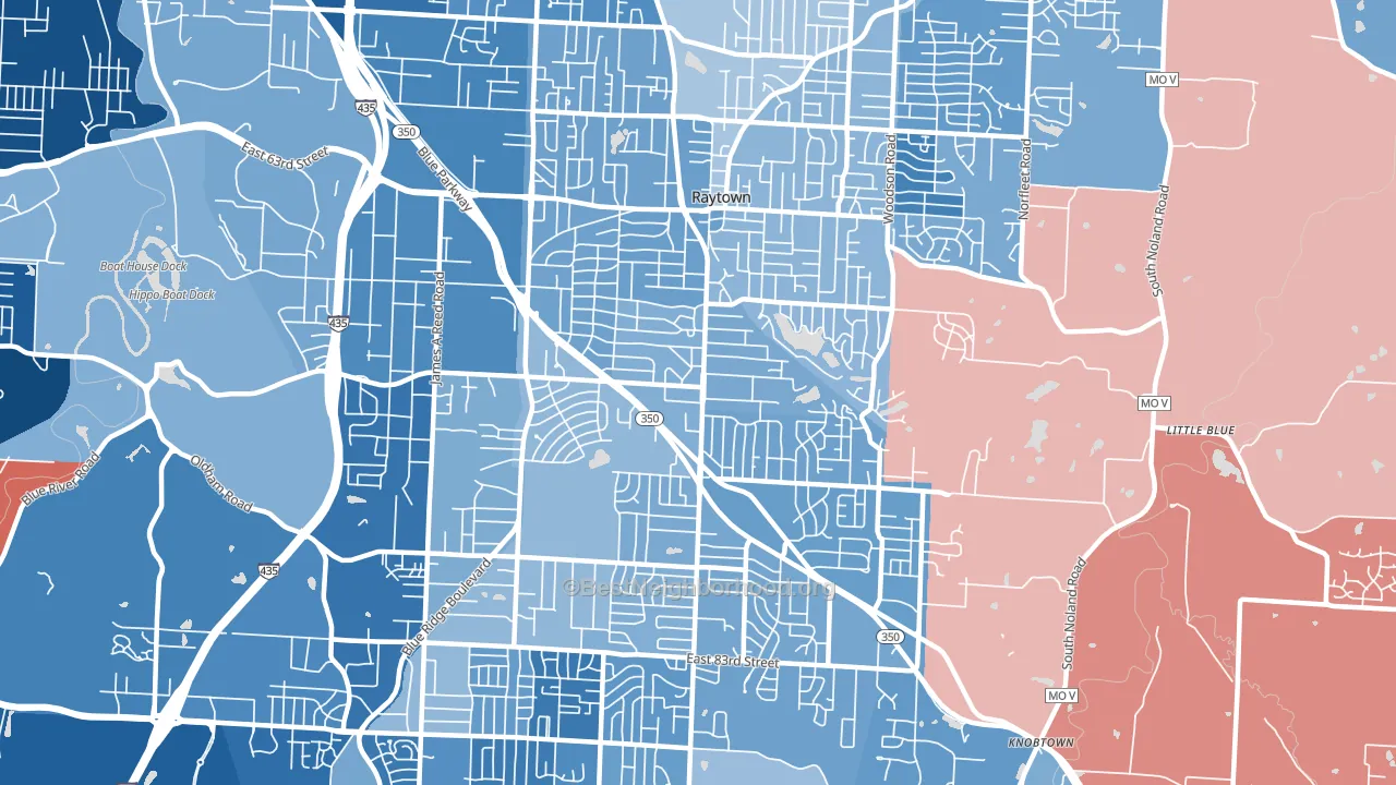 Raytown, MO block-group political-lean map