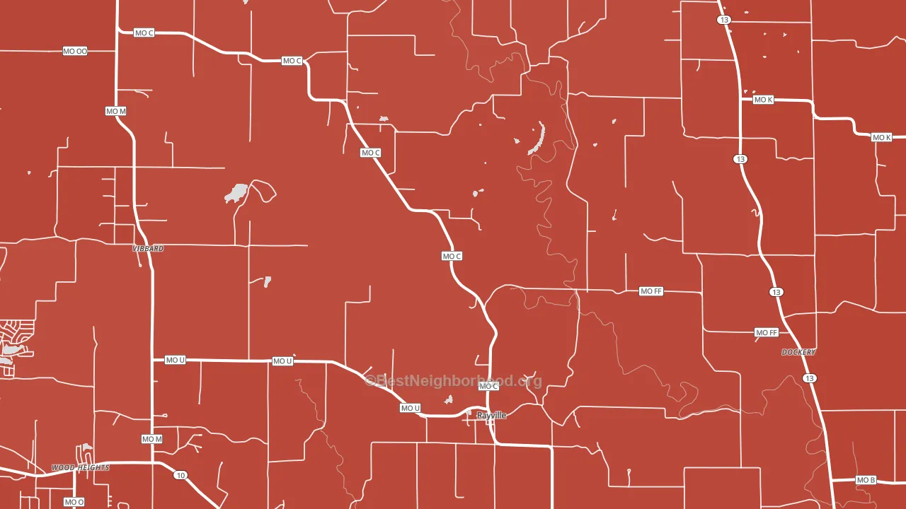 Rayville, MO block-group political-lean map