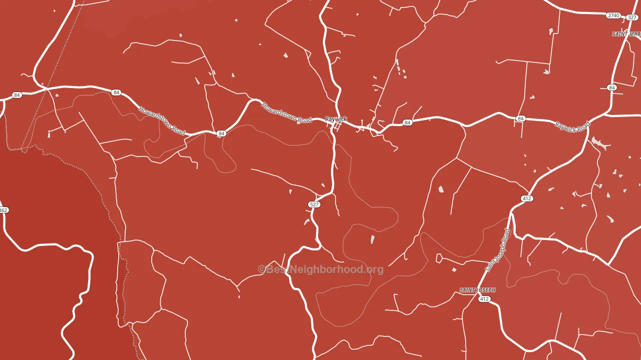 Raywick, KY block-group political-lean map