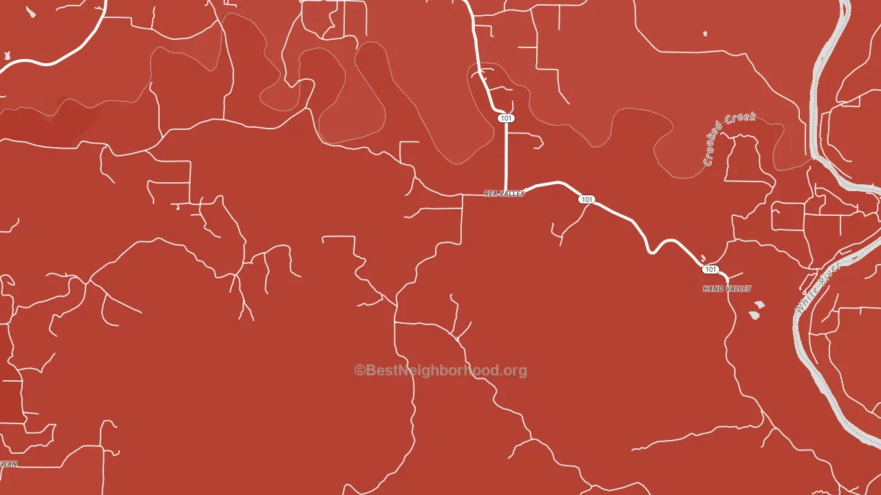 Rea Valley, AR block-group political-lean map