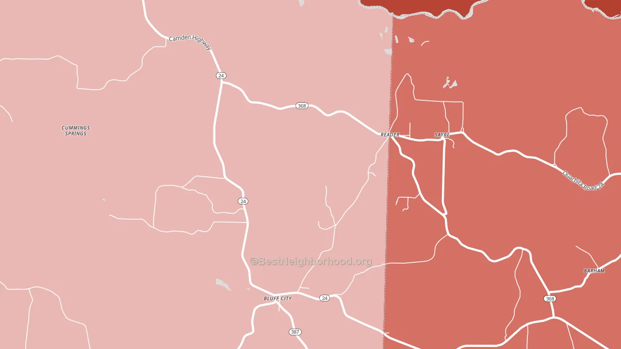 Reader, AR block-group political-lean map