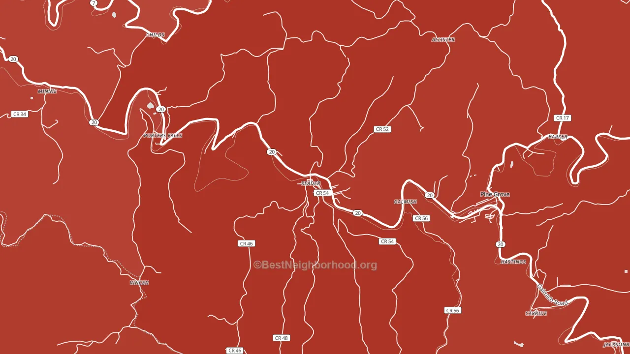 Reader, WV block-group political-lean map