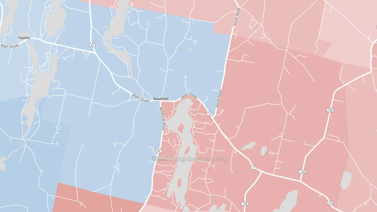 Readfield, ME block-group political-lean map