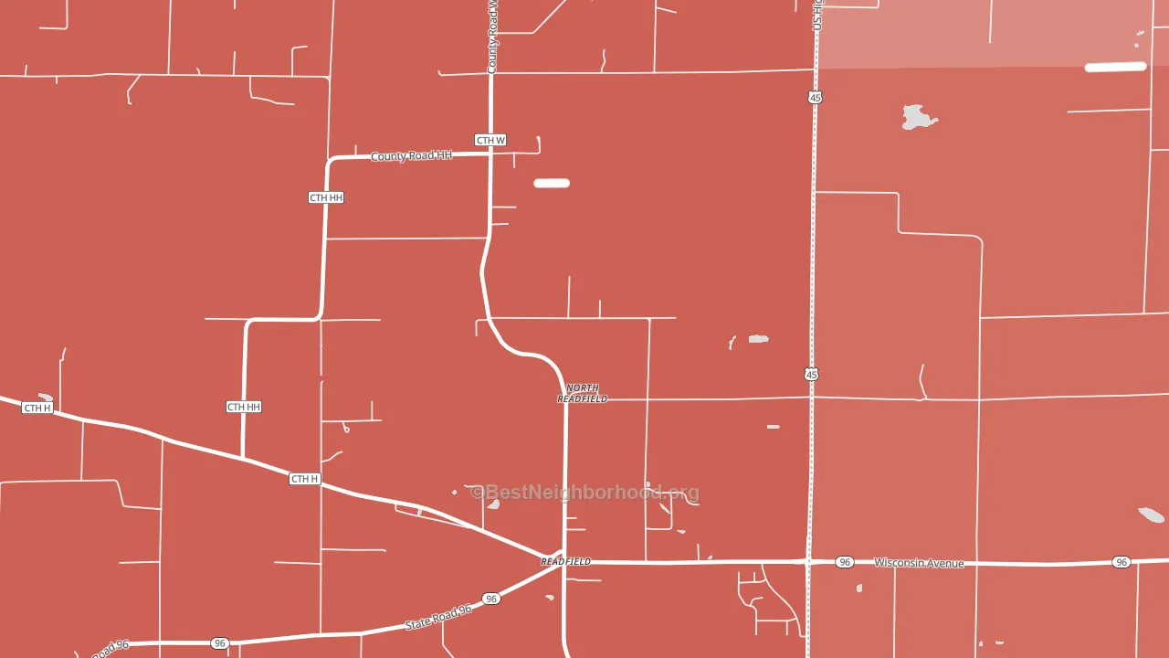 Readfield, WI block-group political-lean map