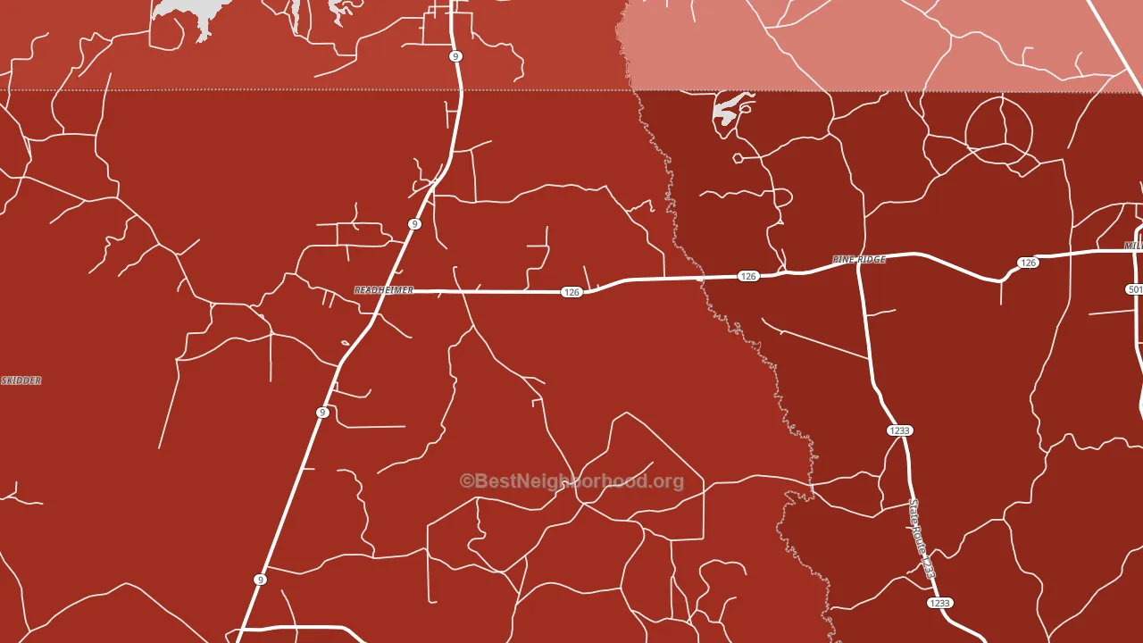 Readheimer, LA block-group political-lean map