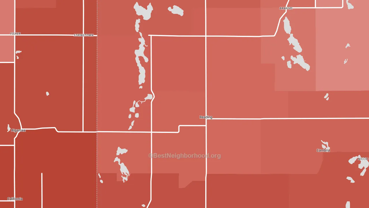 Reading, MI block-group political-lean map