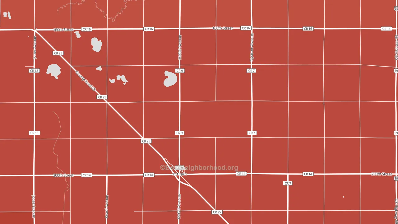 Reading, MN block-group political-lean map