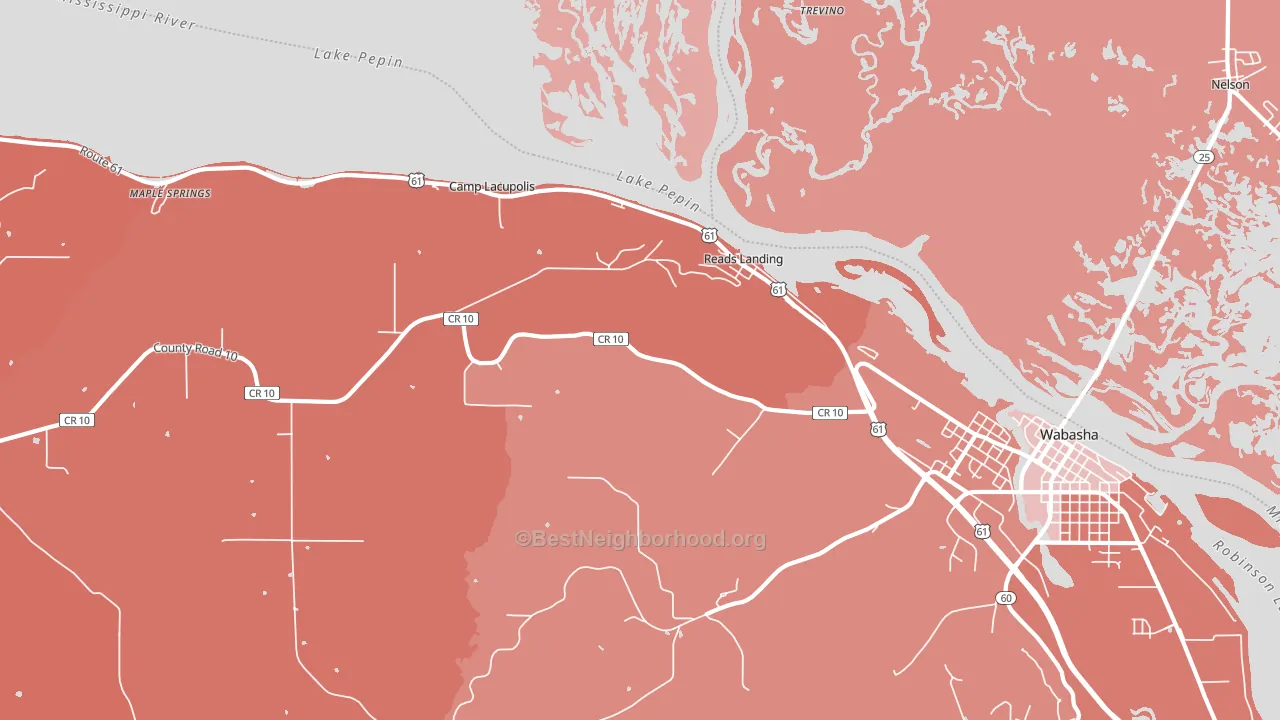 Reads Landing, MN block-group political-lean map