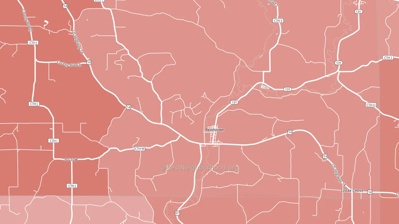 Readstown, WI block-group political-lean map
