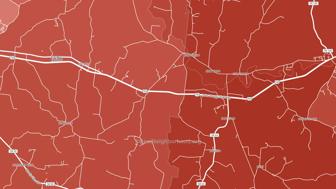 Readyville, TN block-group political-lean map