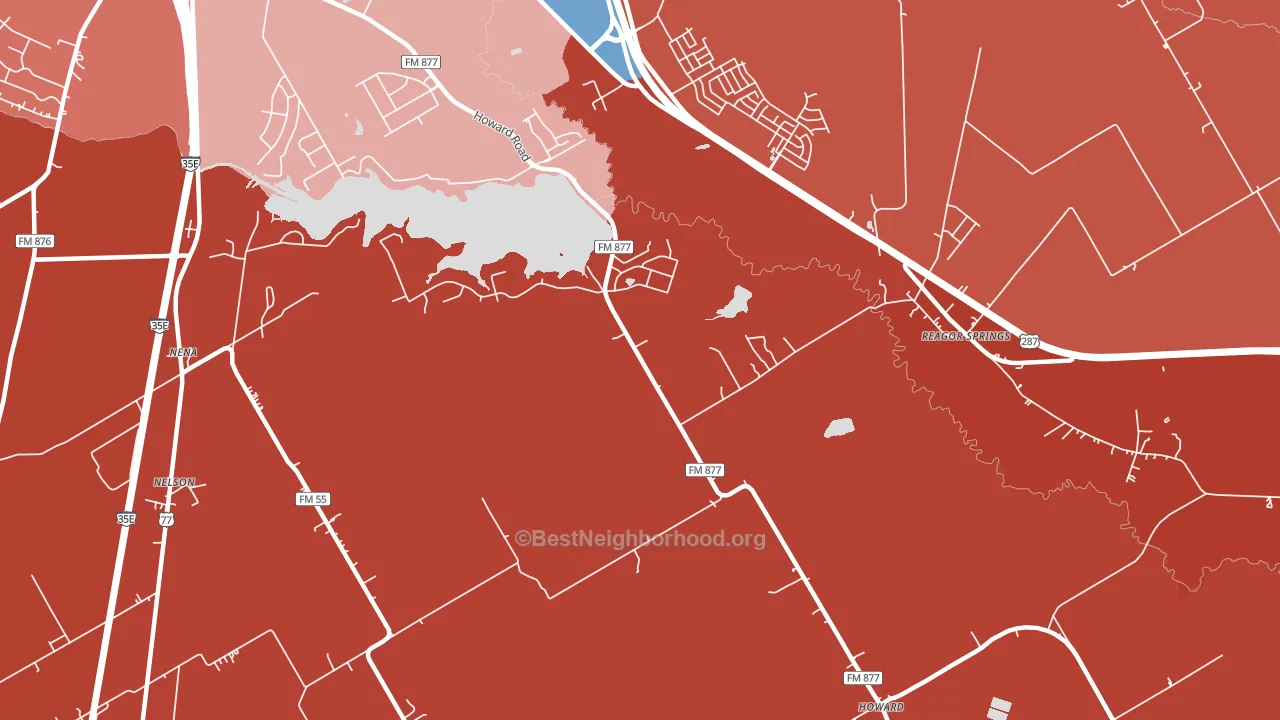Reagor Springs, TX block-group political-lean map