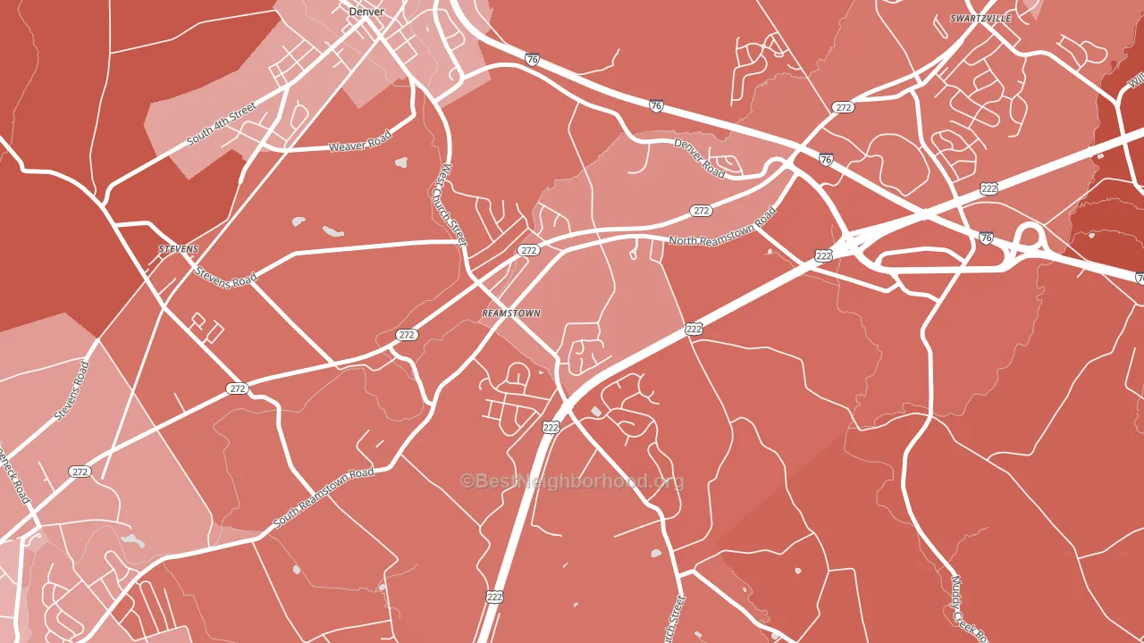Reamstown, PA block-group political-lean map