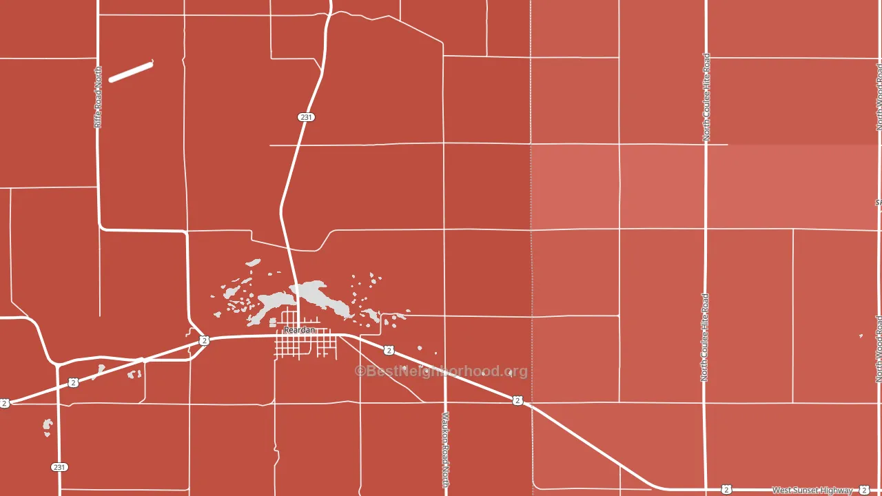 Reardan, WA block-group political-lean map