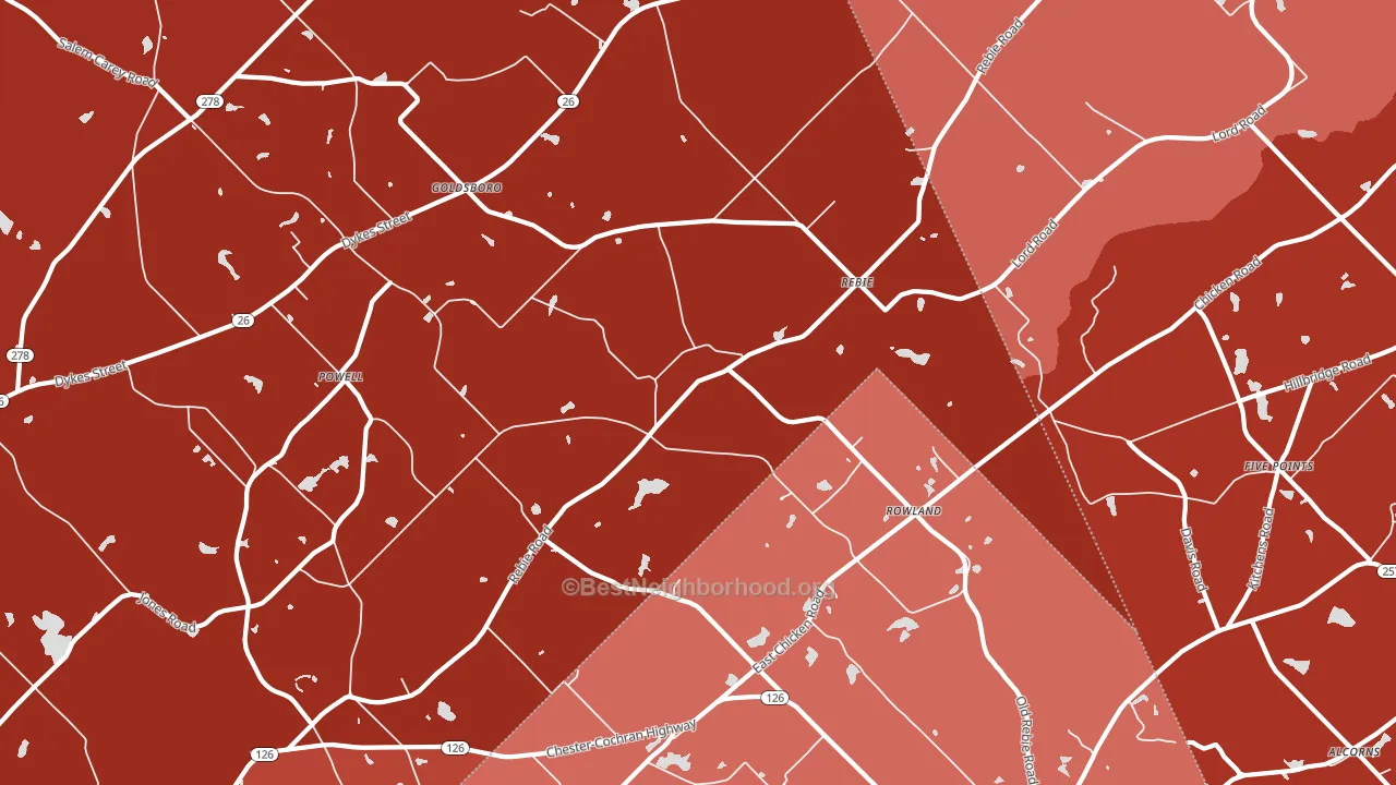 Rebie, GA block-group political-lean map