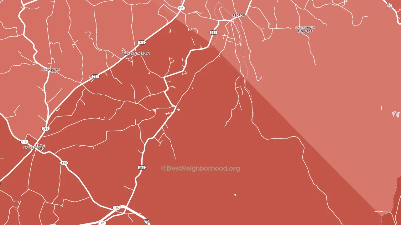 Rector, PA block-group political-lean map