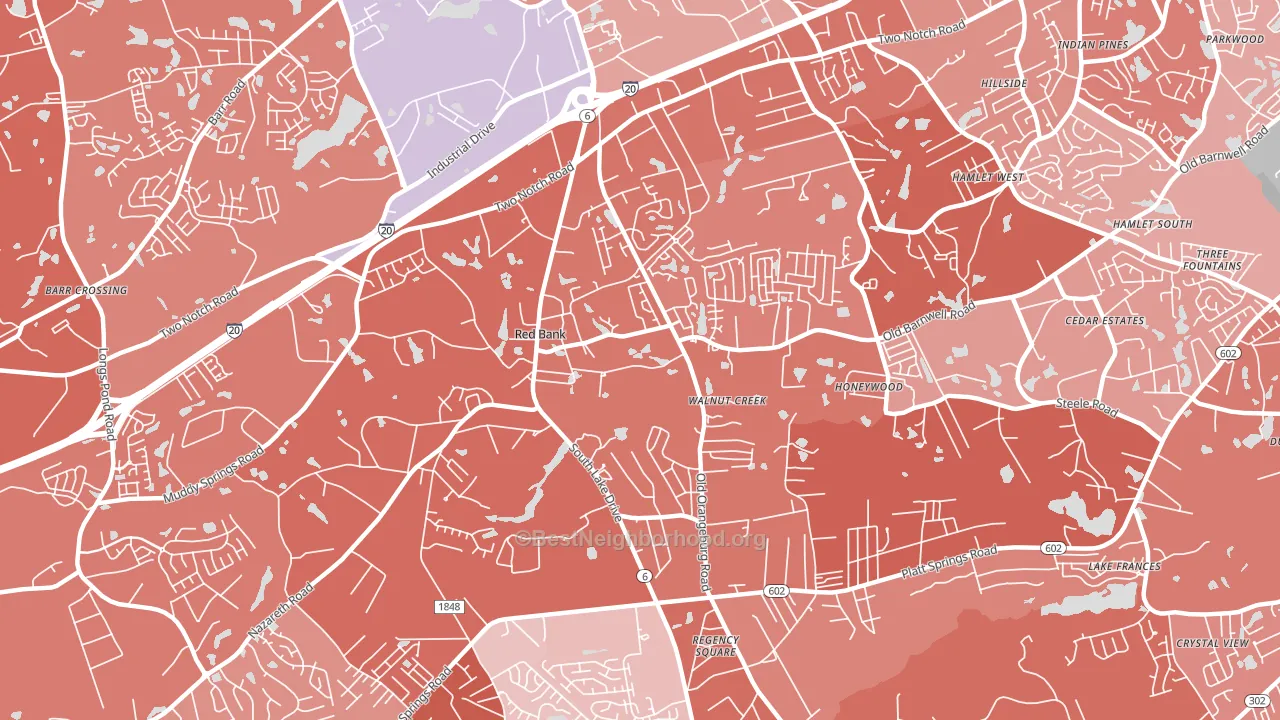 Red Bank, SC block-group political-lean map