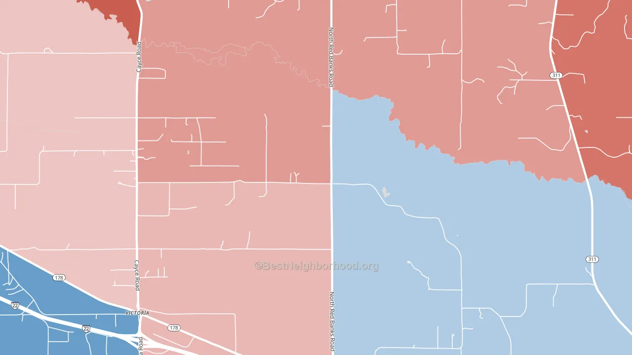 Red Banks, MS block-group political-lean map