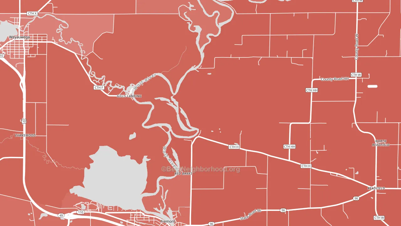 Red Banks, WI block-group political-lean map
