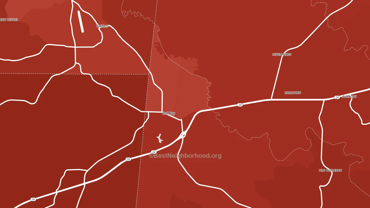 Red Bay, AL block-group political-lean map