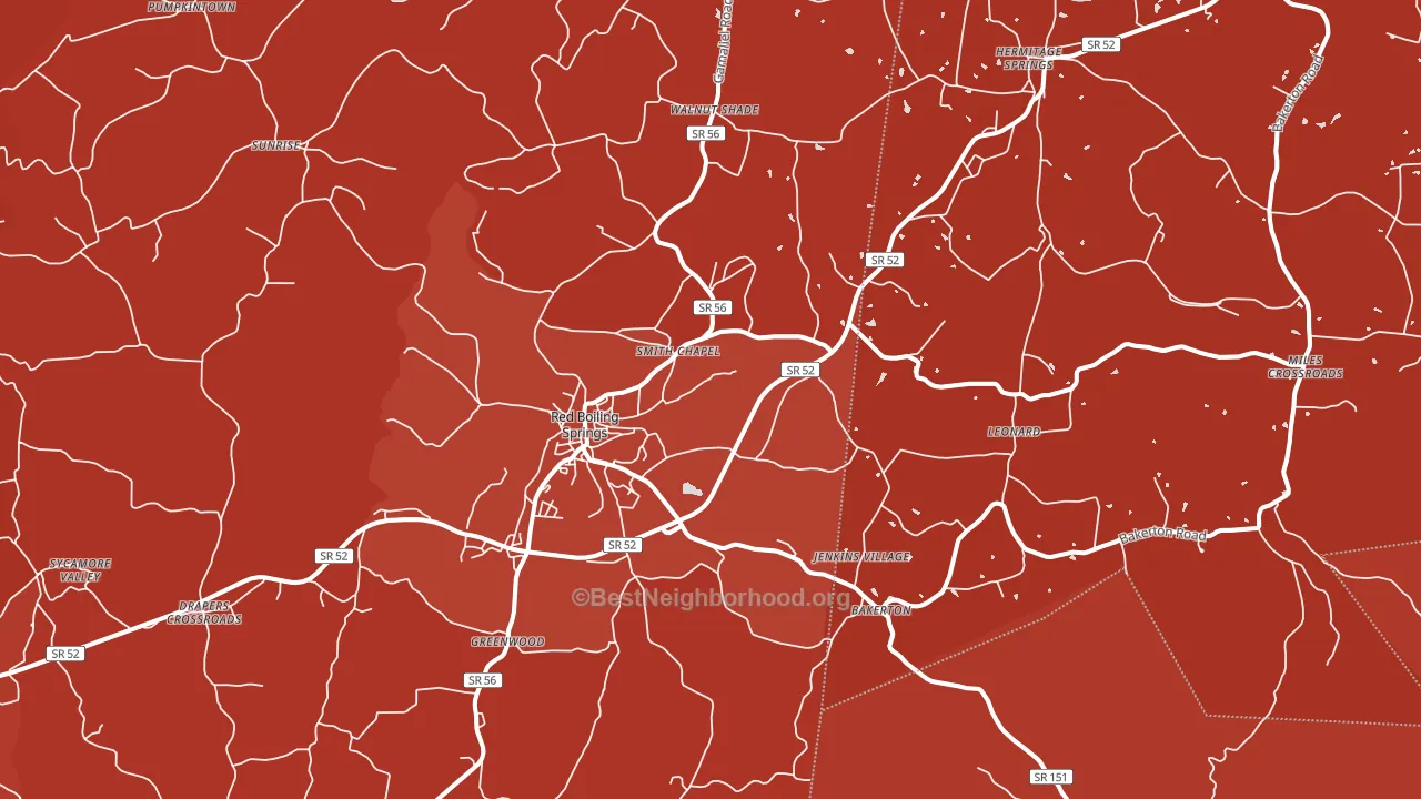 Red Boiling Springs, TN block-group political-lean map