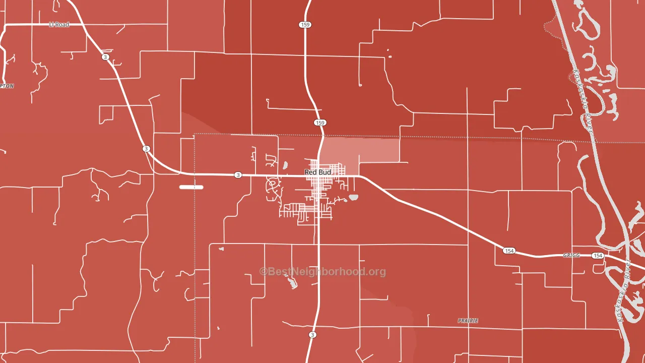 Red Bud, IL block-group political-lean map