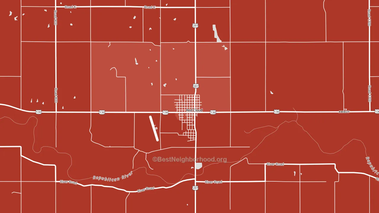 Red Cloud, NE block-group political-lean map