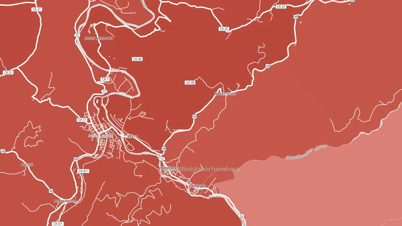 Red Creek, WV block-group political-lean map