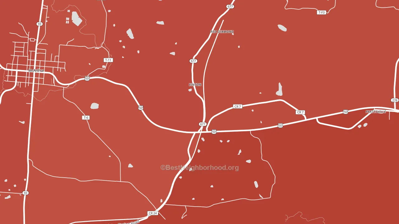 Red Diamond, OH block-group political-lean map