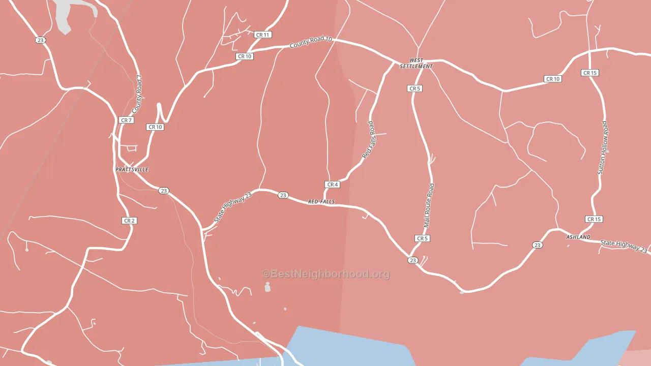 Red Falls, NY block-group political-lean map