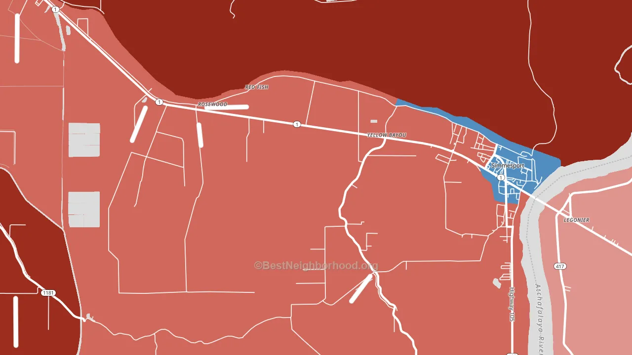 Red Fish, LA block-group political-lean map