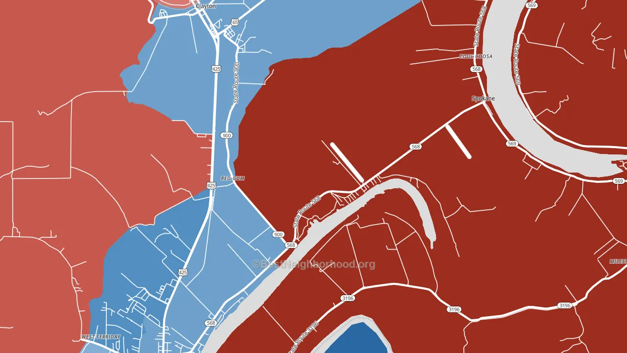 Red Gum, LA block-group political-lean map
