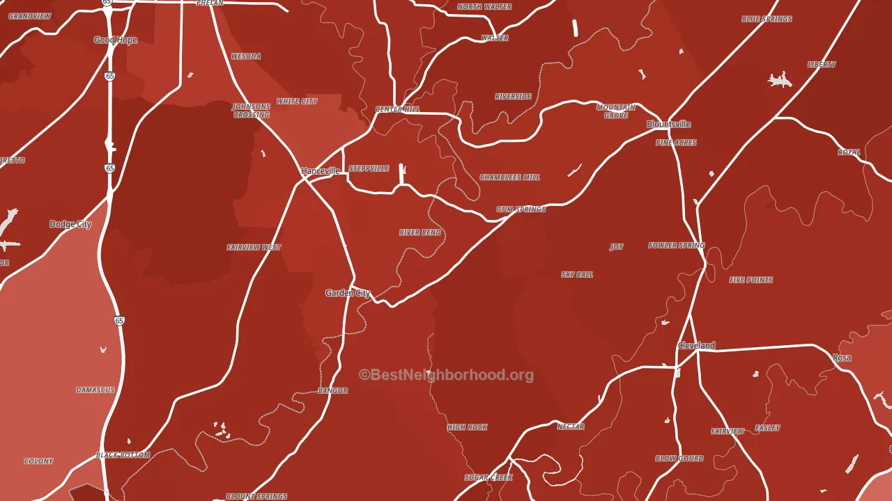 Red Hill, AL block-group political-lean map